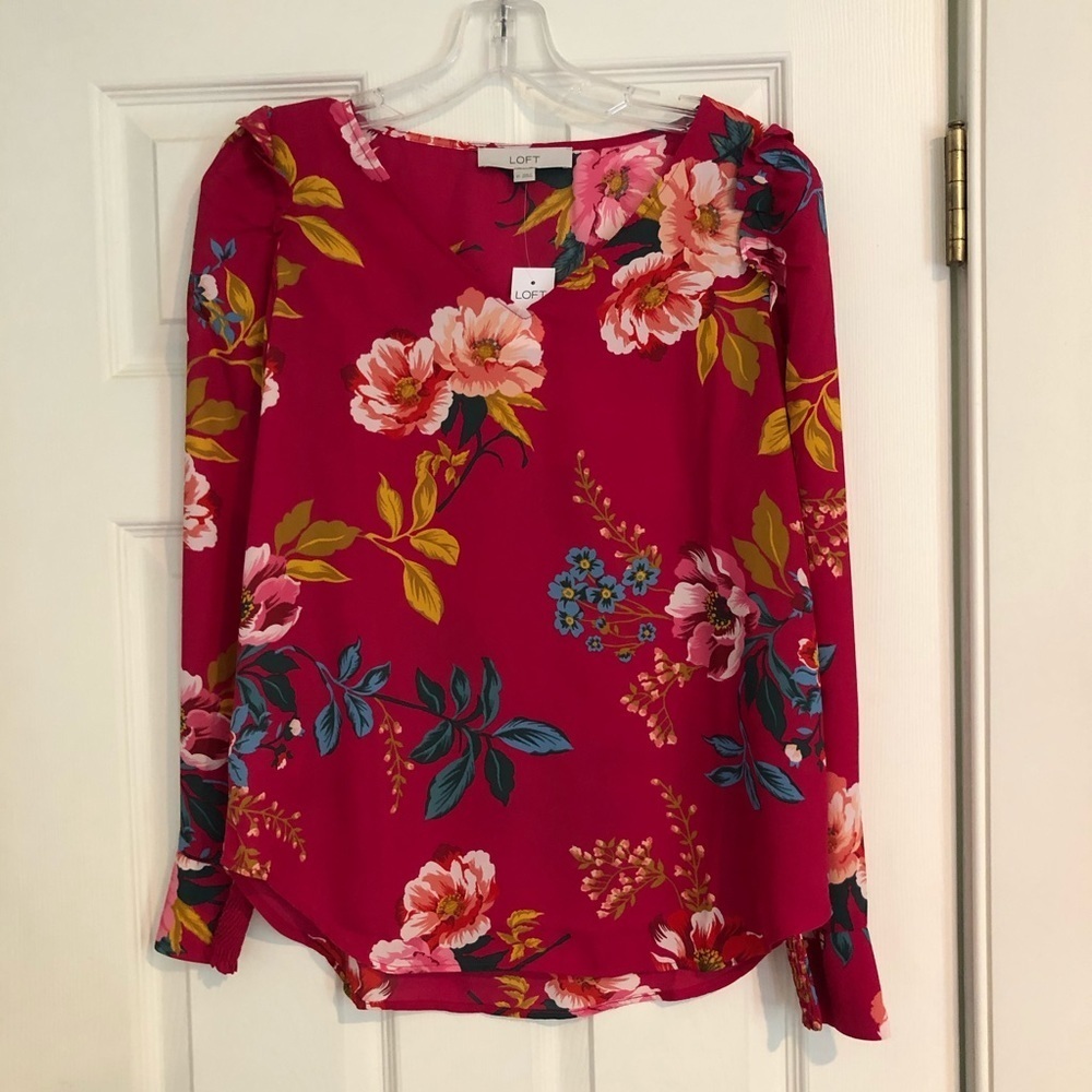 LOFT Long Sleeve Floral Top NEW!! XS